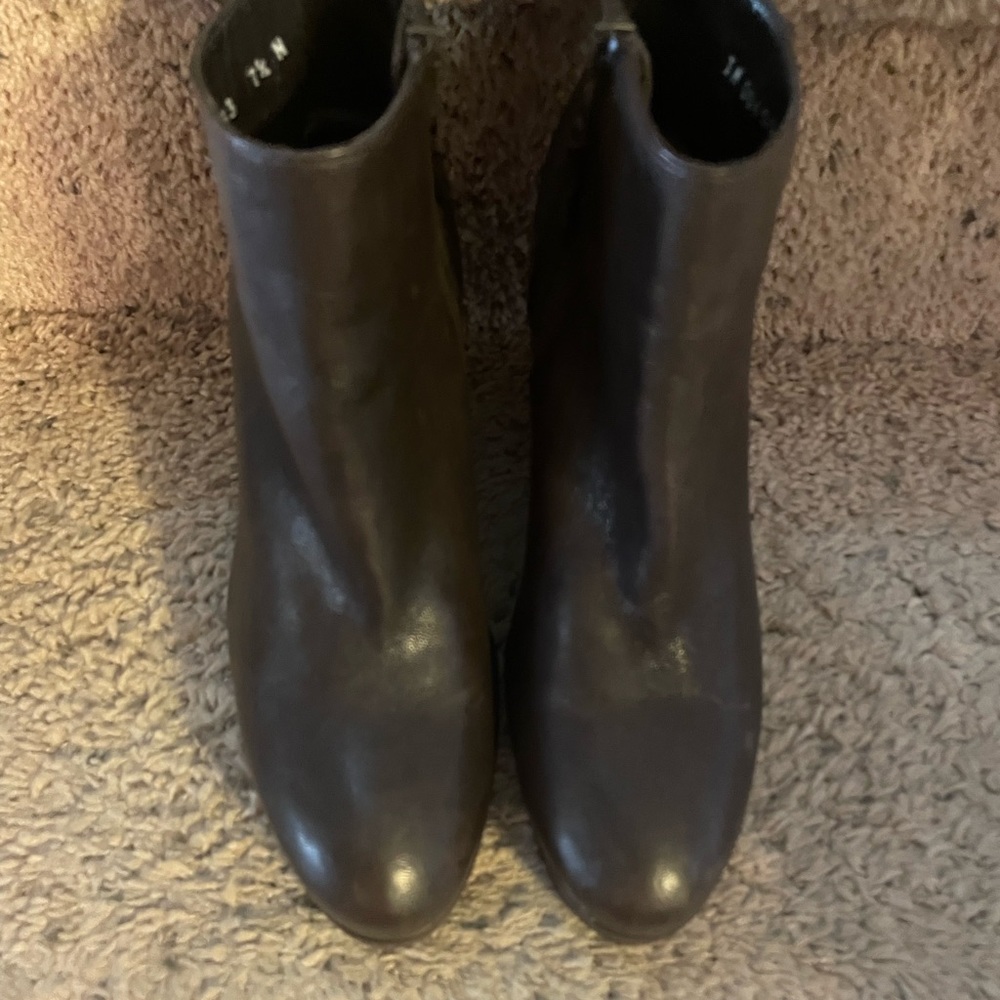 Stuart Weitzman Brown Leather Wedge Bootie— Worn Once!